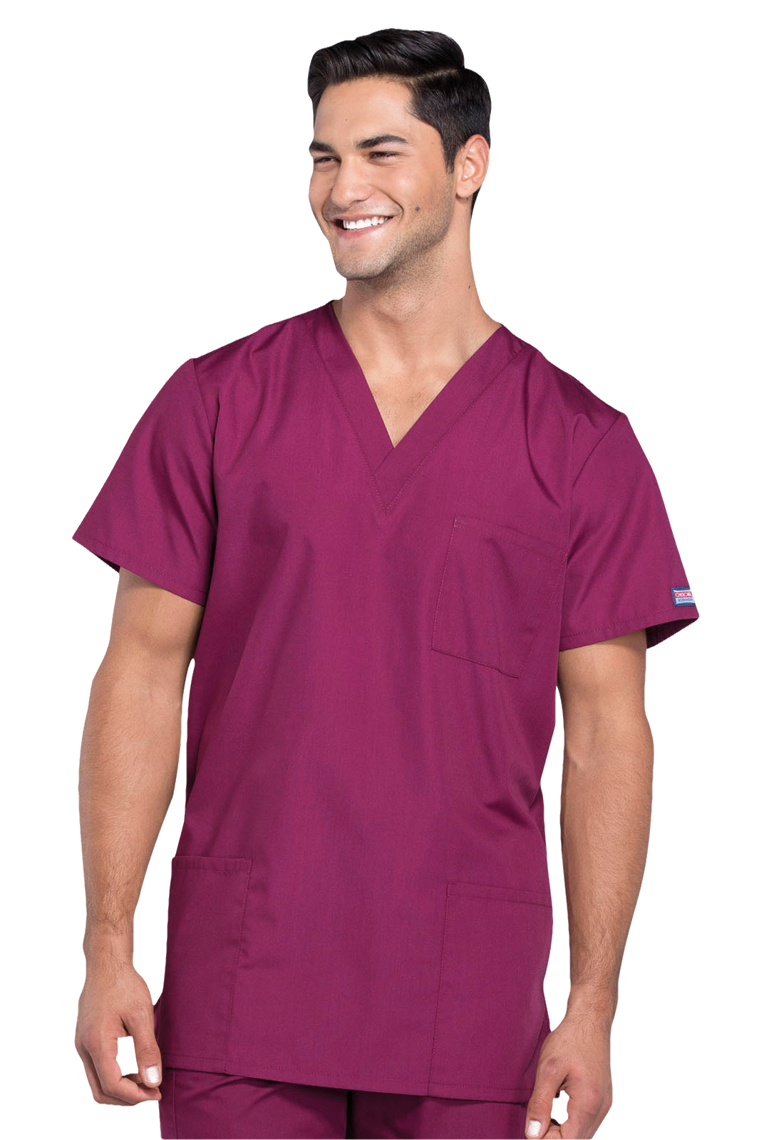 Cherokee 4876 Unisex Three-Pocket Scrub Top Wine Red XXL