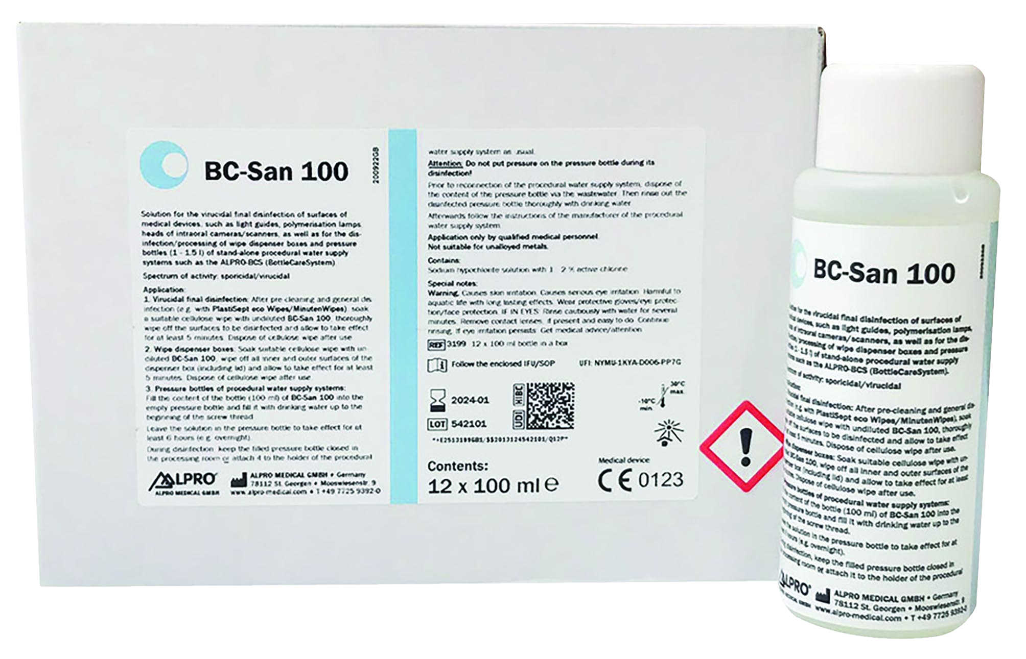 BC-SAN-100 Disinfectant Bottle 100ml 12pk