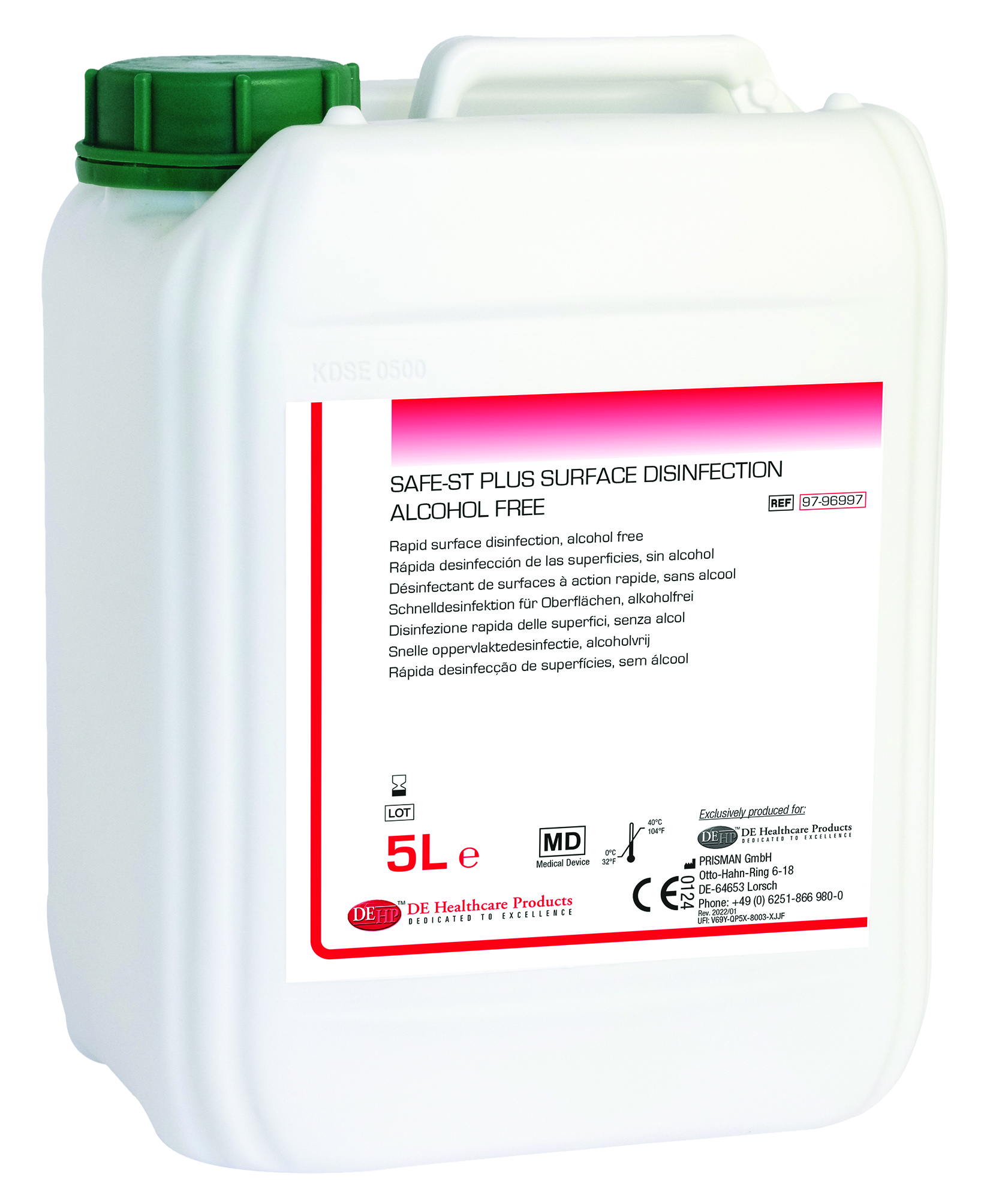 DEHP Safe-ST Plus Surface Disinfinfectant Alcohol-Free 5L