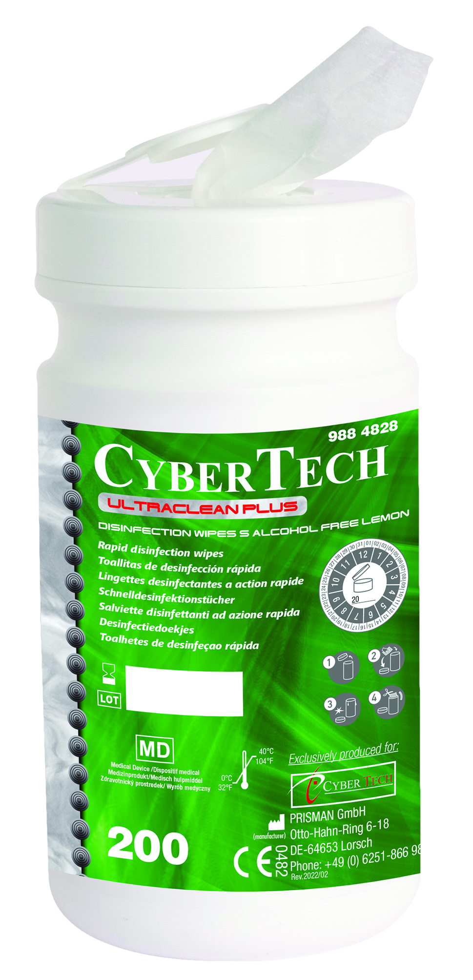 UltraClean Surface Wipes S Alcohol-Free Tub 200pk