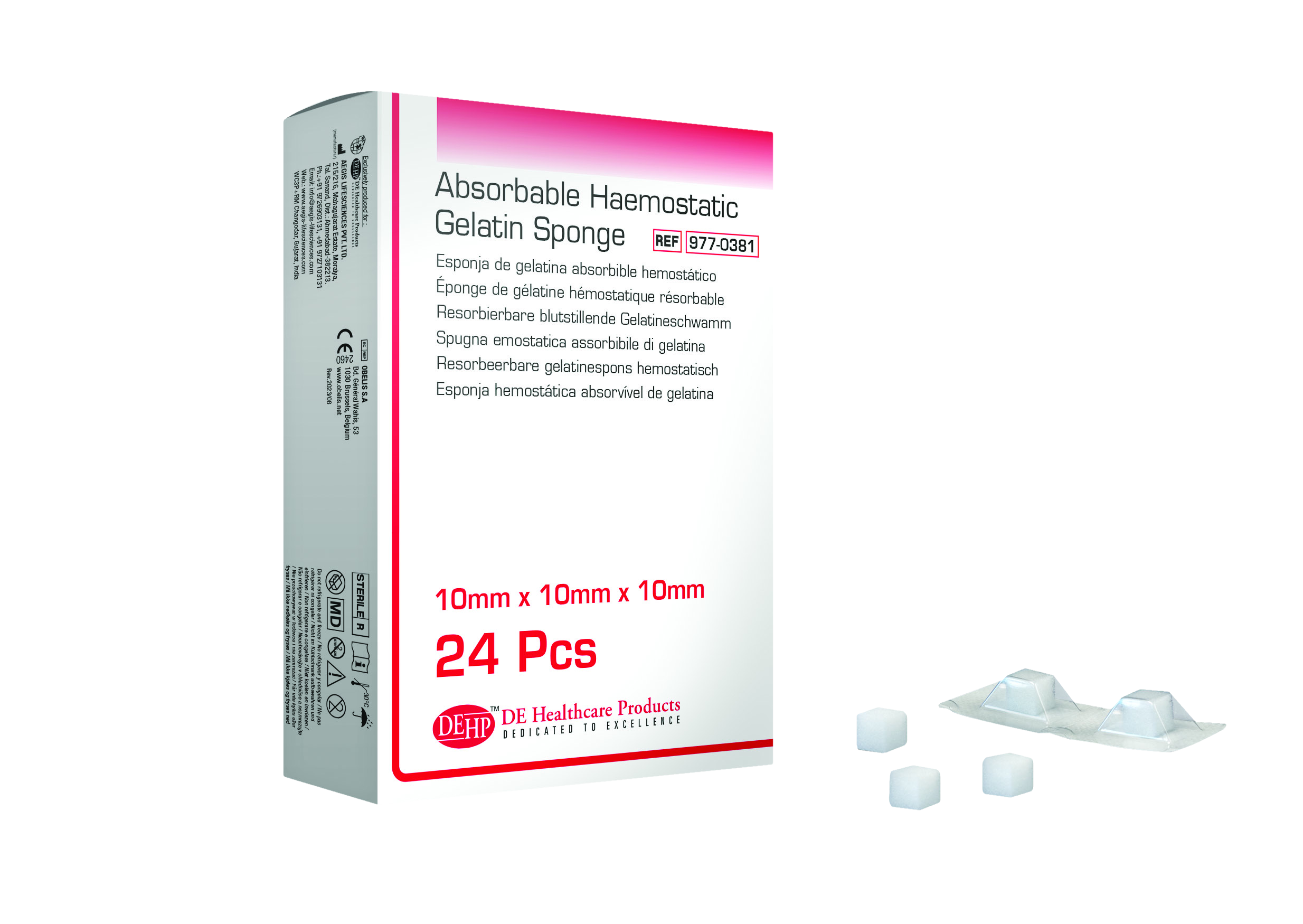 DEHP Absorbable Haemostatic Gelatin Sponge 24pk
