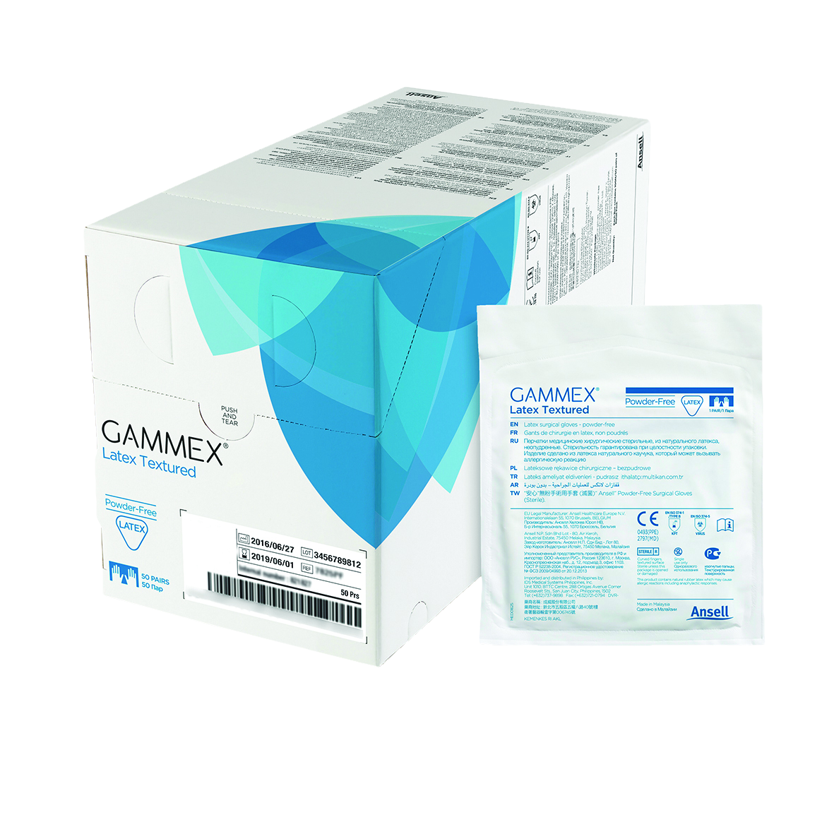GAMMEX Latex Surgical Textured Gloves Size 8.5 50pk