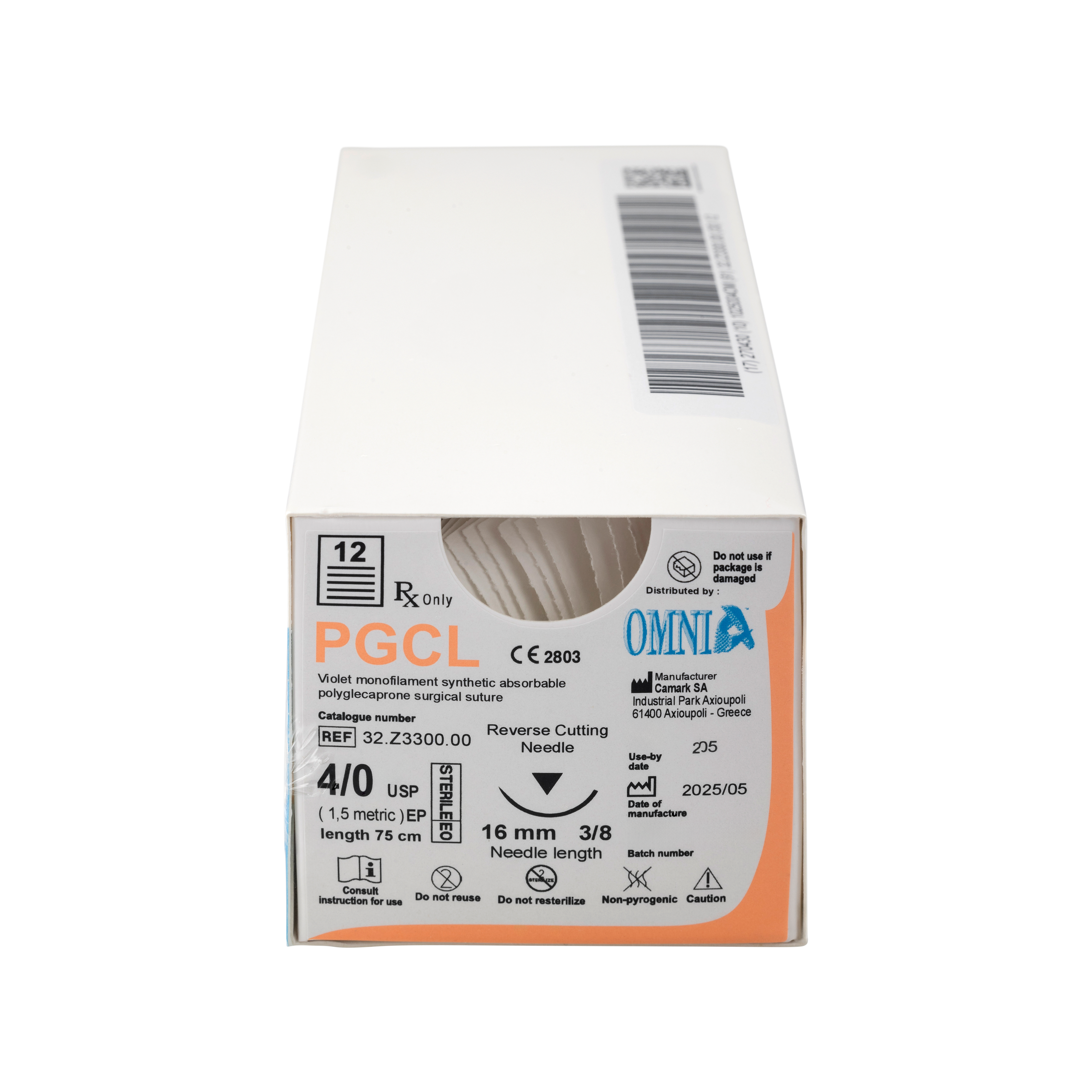 PGCL Rapid Suture 75cm 4-0 16mm 3/8 Circle 12pk