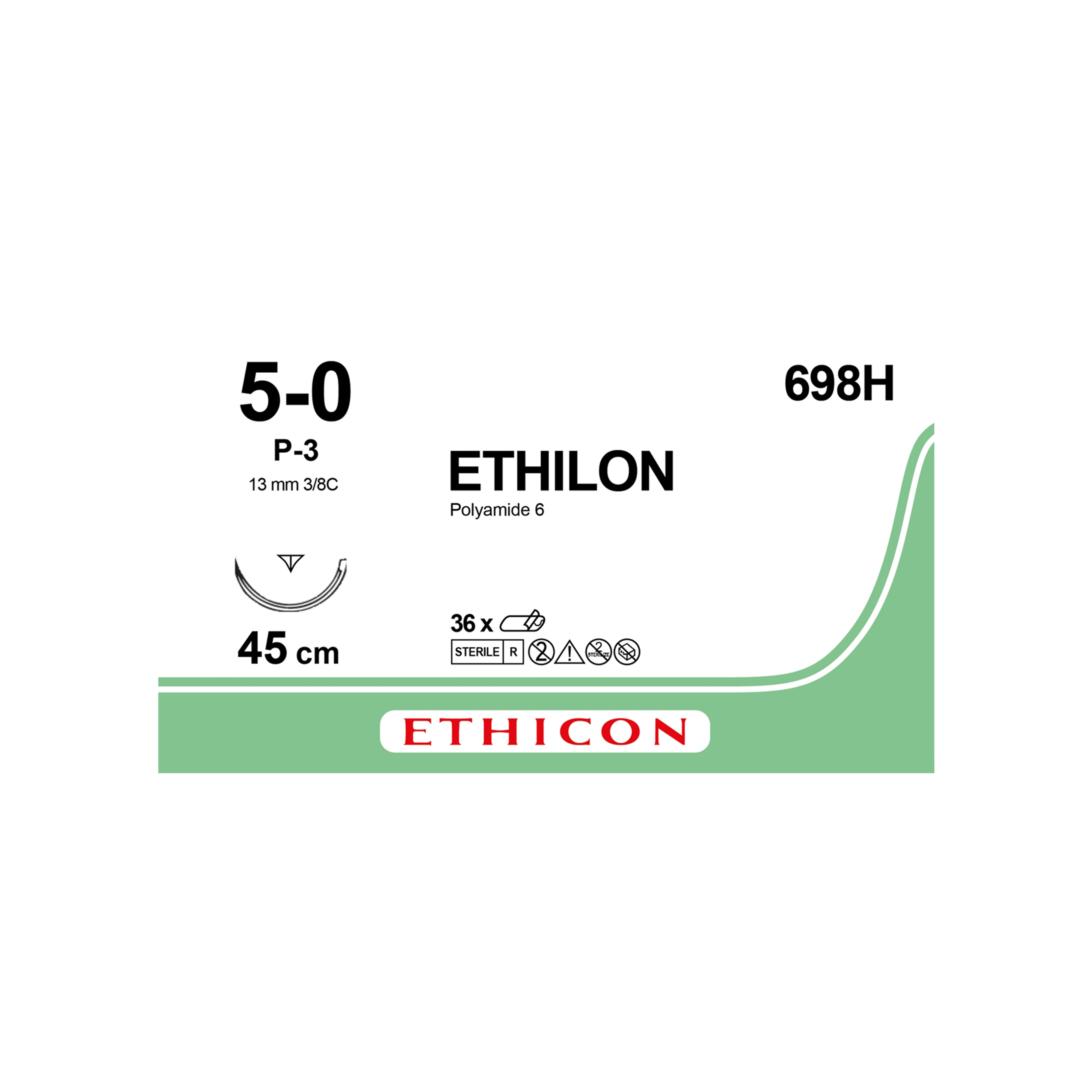 ETHILON Suture Black 45cm 5-0 P-3 Prime MP 36pk