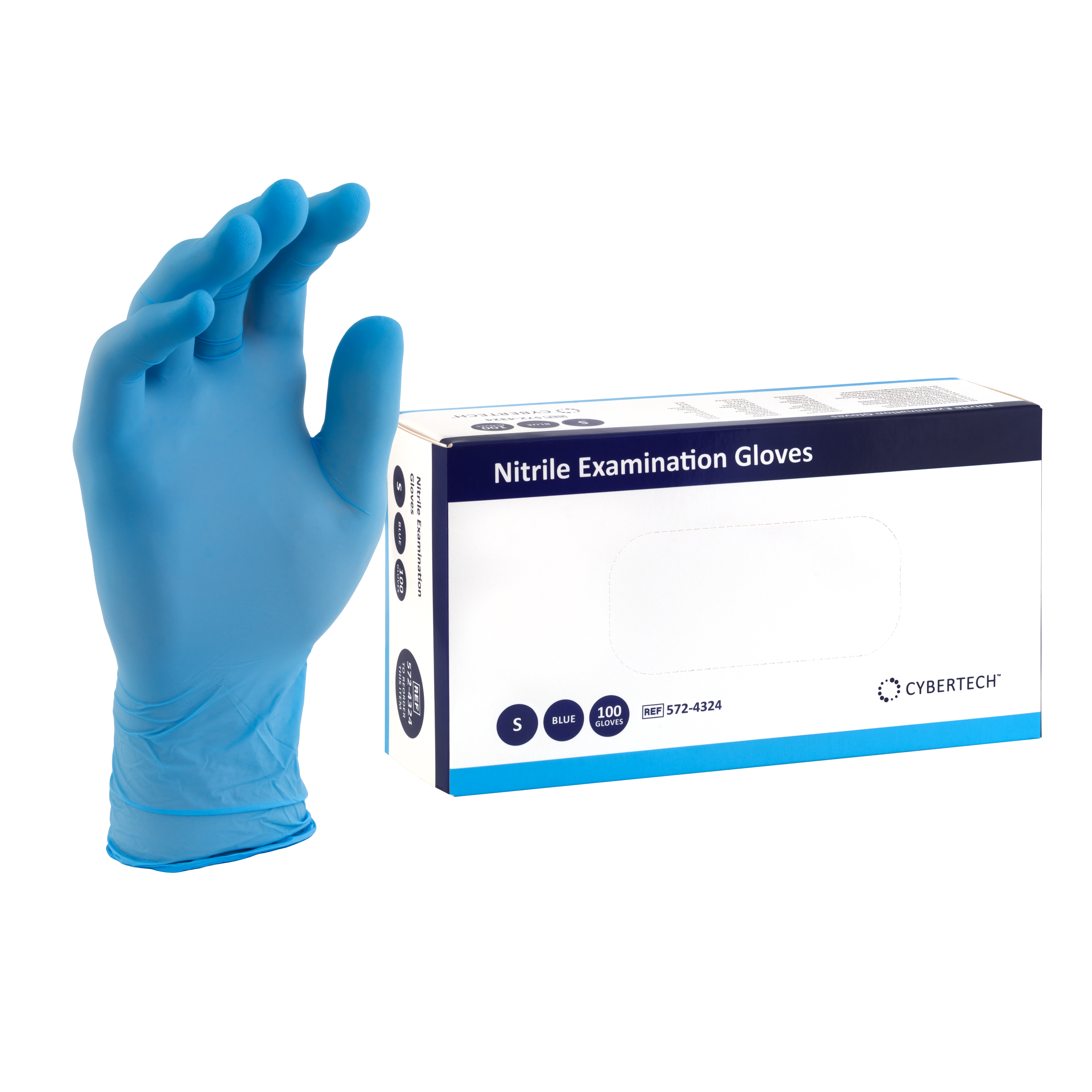 Cyber Gloves Blue Nitrile Powder-Free Textured Small 100pk