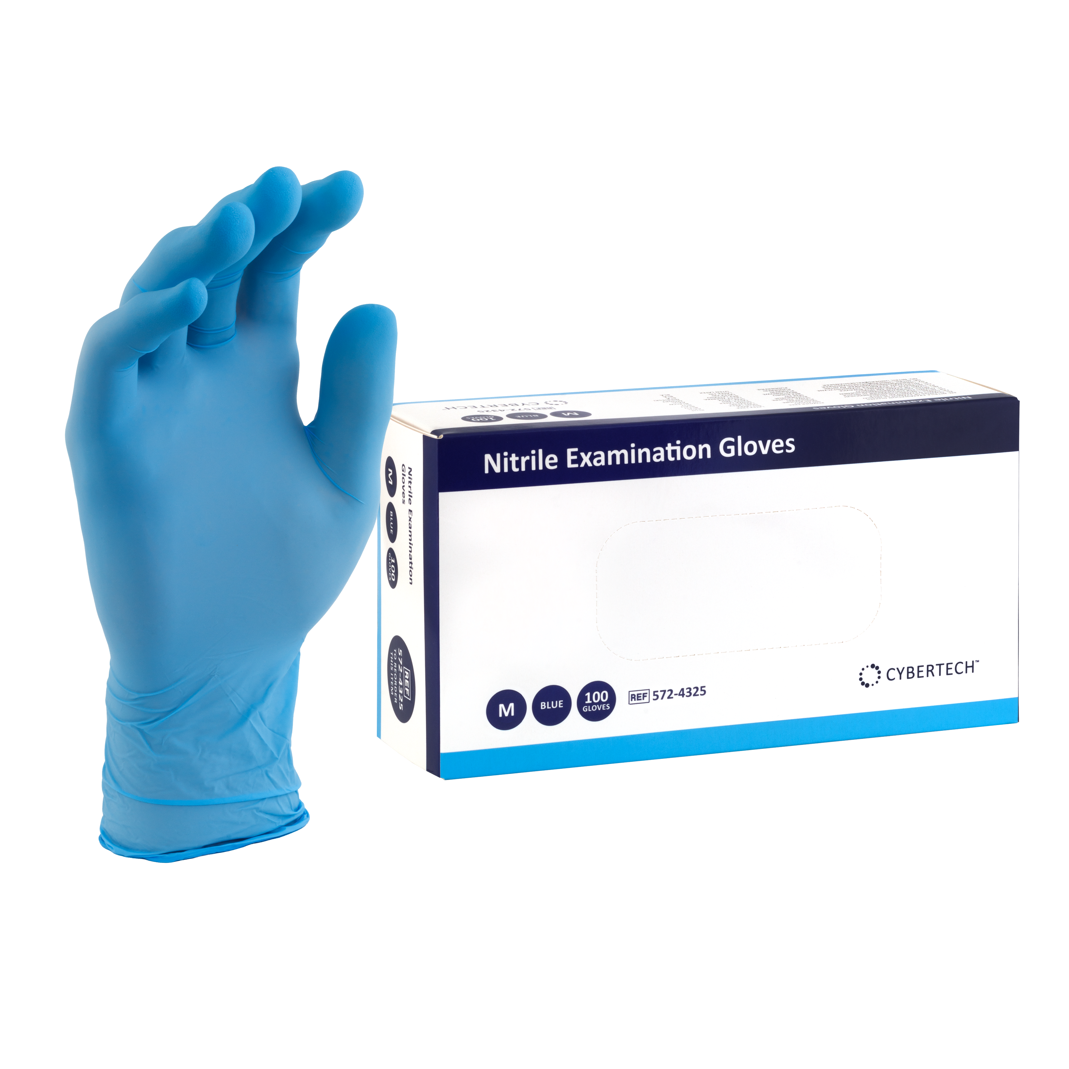 Cyber Gloves Blue Nitrile Powder-Free Textured Medium 100pk