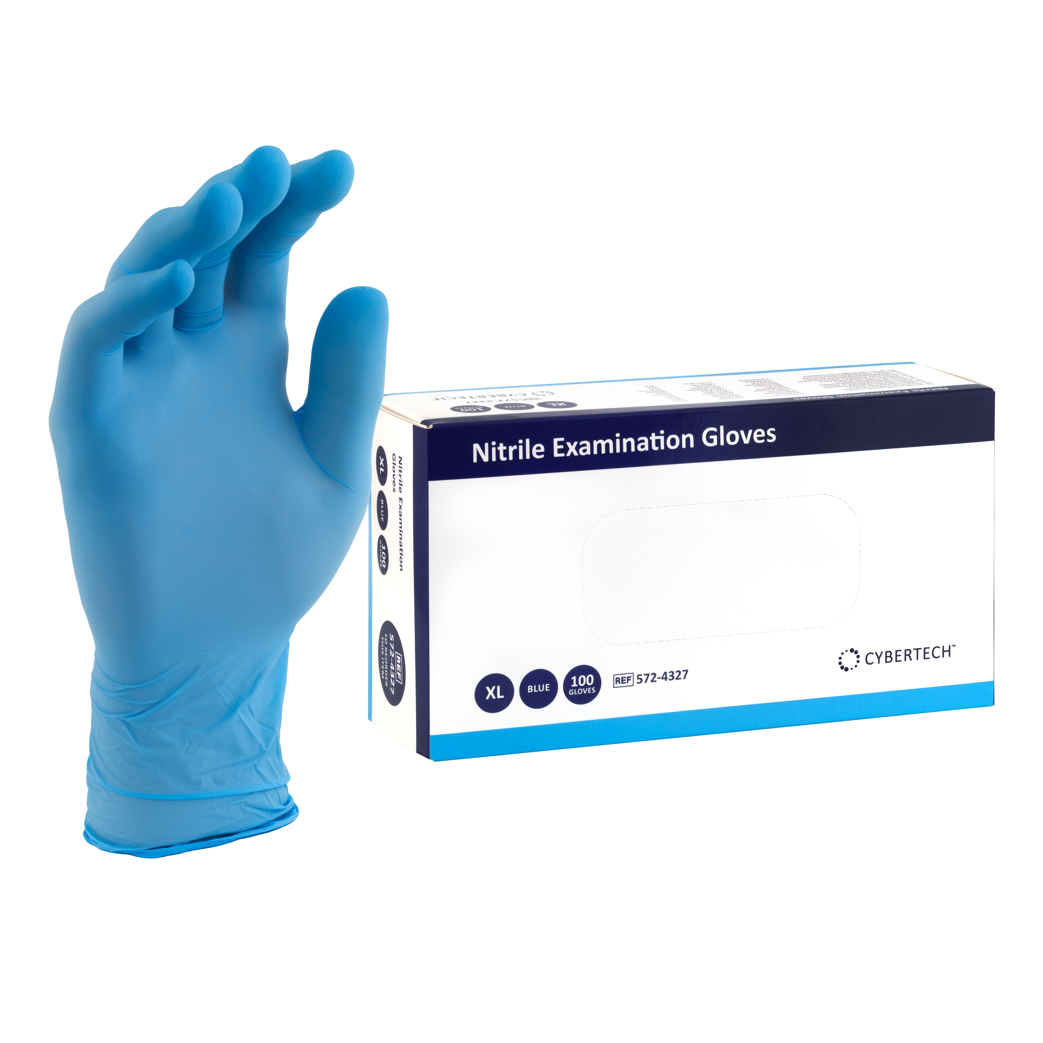 Cyber Gloves Blue Nitrile Powder-Free Textured X-Large 100pk