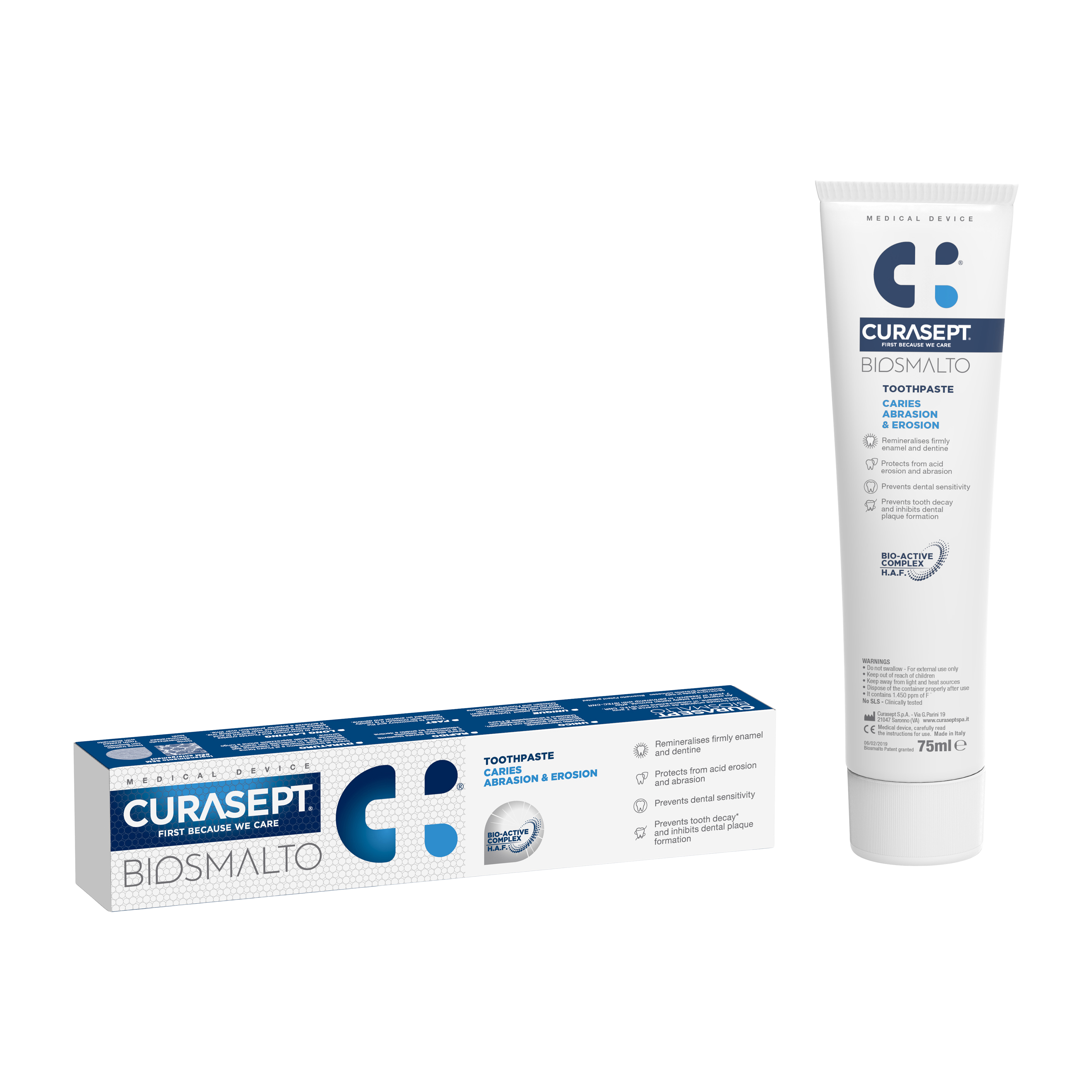 Curasept Biosmalto Toothpaste Caries, Abrasion & Erosion 75ml 24pk