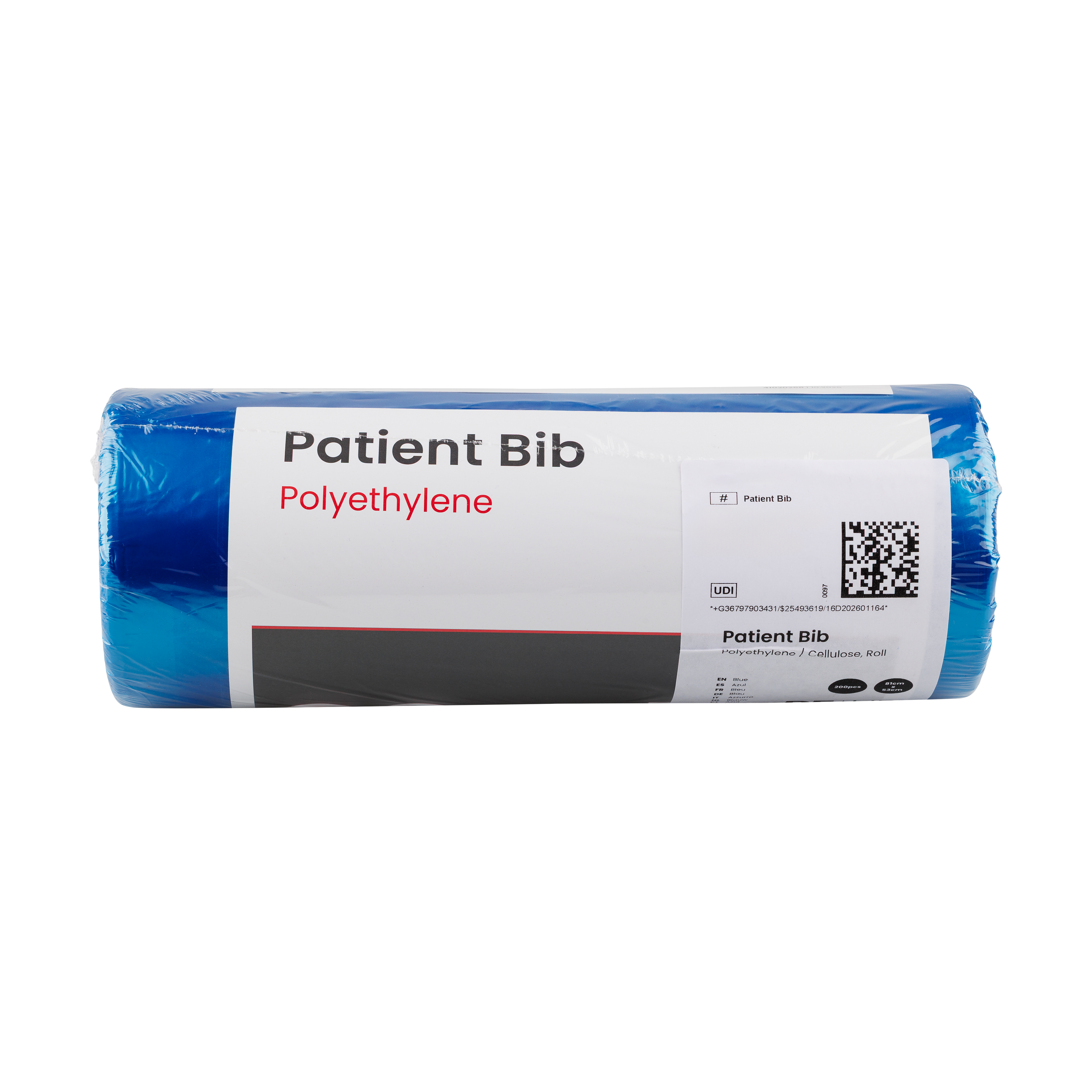 DEHP Patient Apron PE Blue 81 x 53cm Roll 200pk