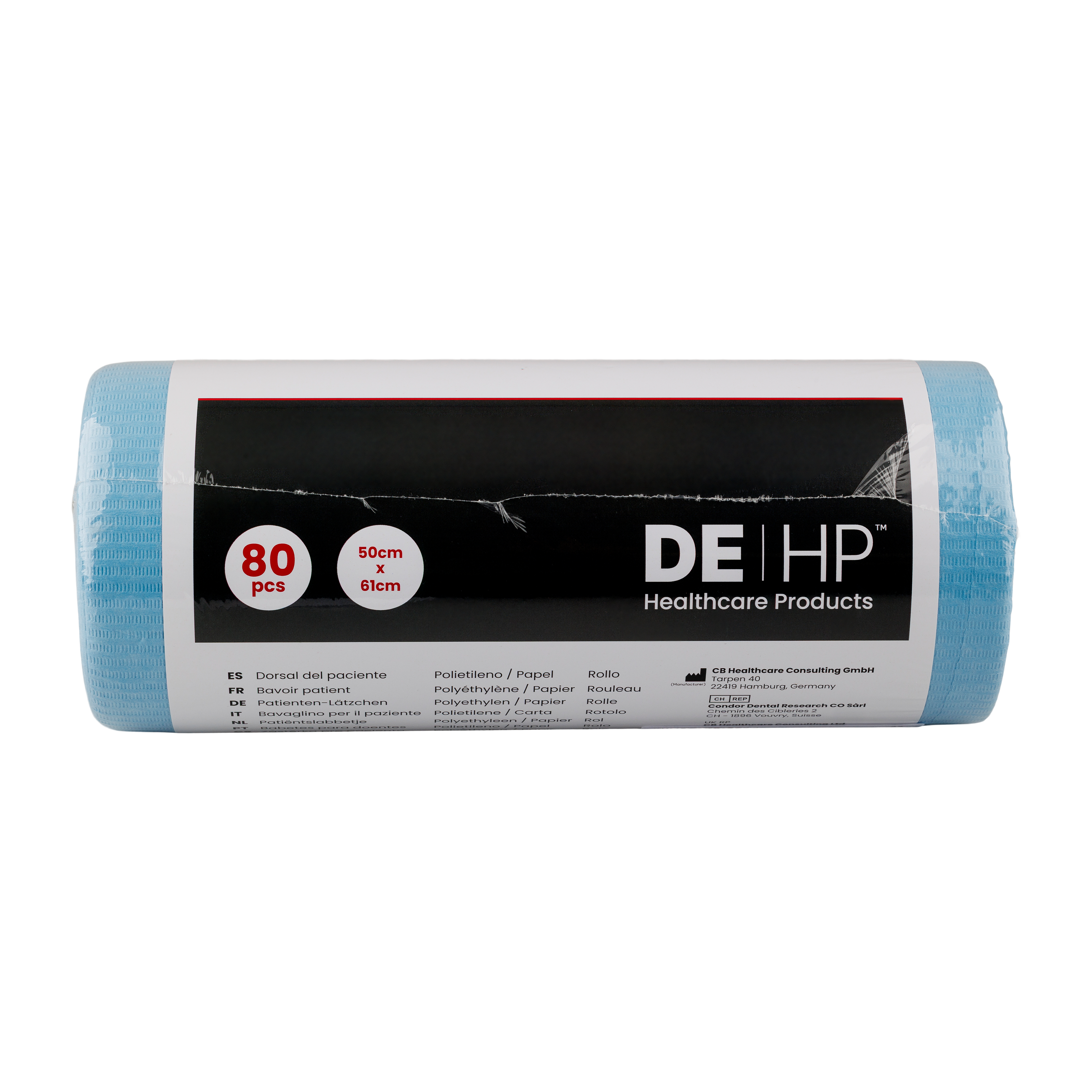 DEHP Apron PE/Paper Blue 50 x 61cm Roll 80pk