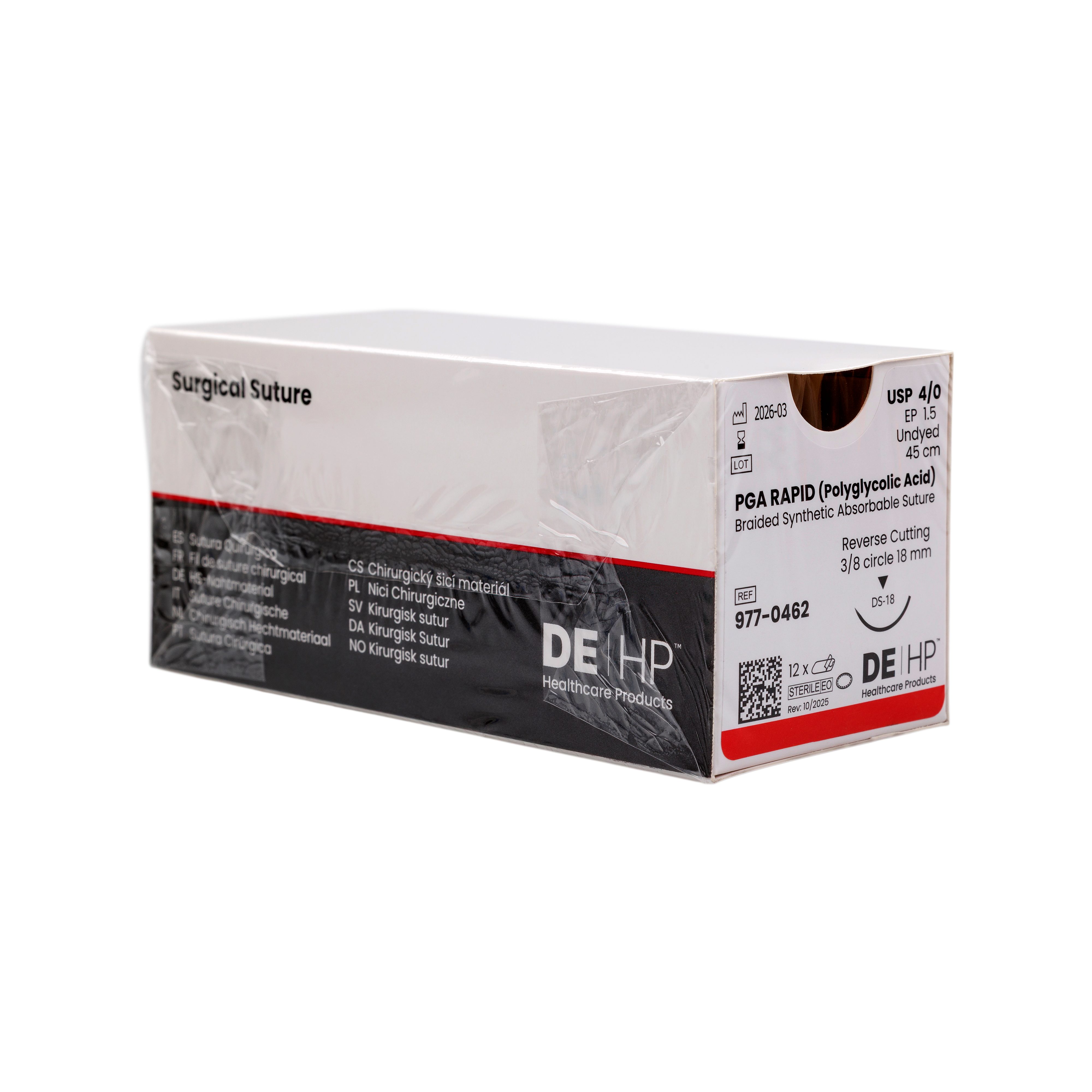 DEHP PGA RAPID Suture 3/8 RC18 4-0 45cm 12pk